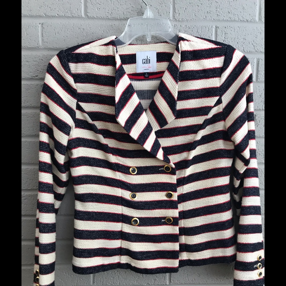 CAbi striped button up jacket.